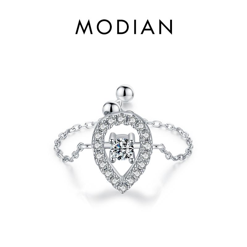 26 Style CZ Heart Flower Infinite Symbol Link Chain Ring 925 Sterling Silver Hearts Adjustable Rings For Women Jewelry