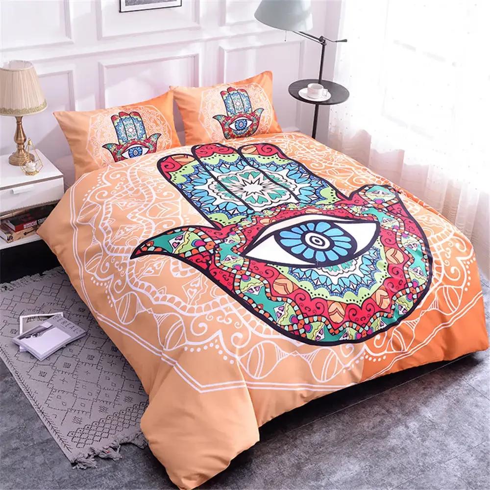 Mandala Eyes King Queen Duvet Cover Boho Psychedelic Style Bedding Set Teens Adults Hamsa Hand Devil's Eye Polyester Quilt Cover