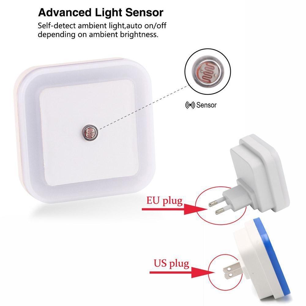 1Pcs MIni LED Night Light Sensor Control Induction Energy Saving Sleeping Night Light 110V-220V For Baby Room Bedroom Corridors