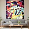 Kevin De Bruyne Footballer Wall Tapestry Number 17 Jersey Man City Pop Art Fan Decor for Man Cave Gift