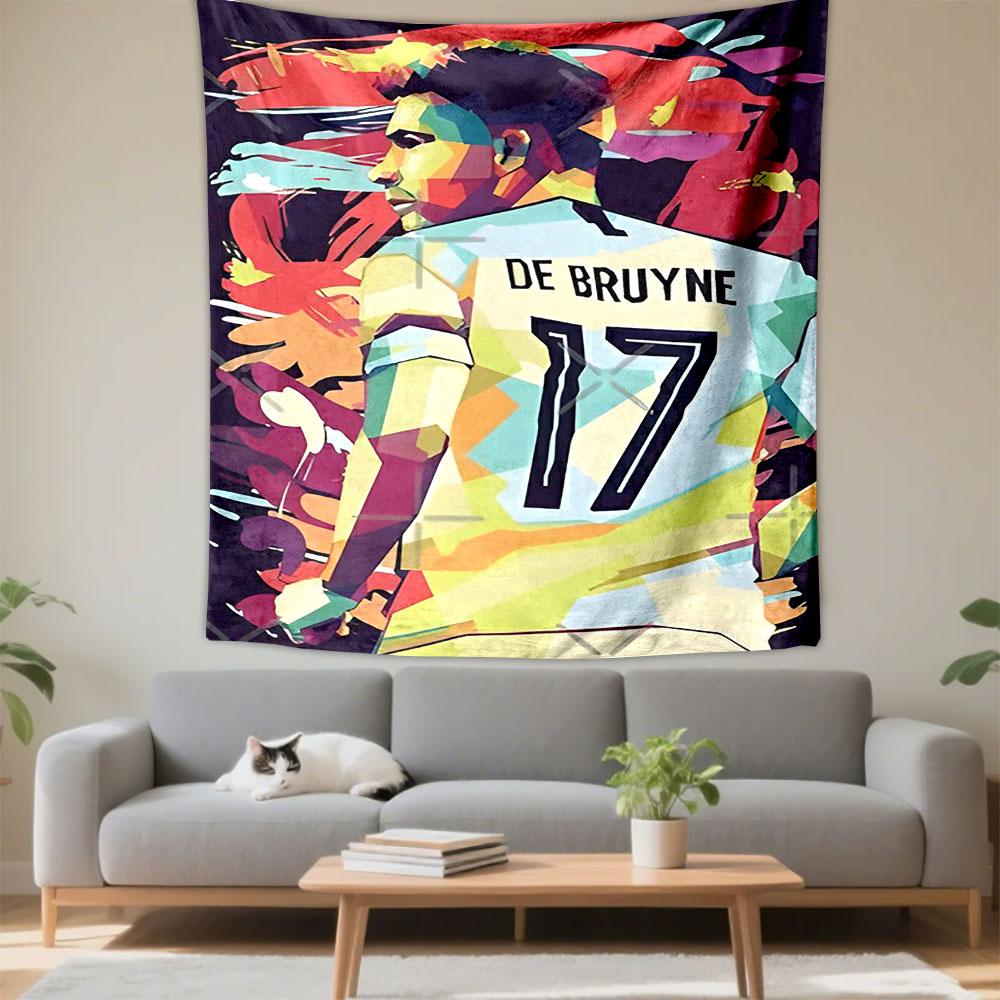 Kevin De Bruyne Footballer Wall Tapestry Number 17 Jersey Man City Pop Art Fan Decor for Man Cave Gift