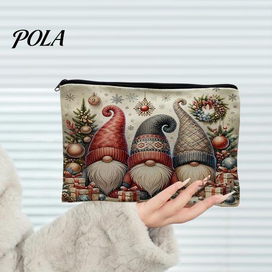 Stain-resistant Pouch Christmas Theme Makeup Bag, with Black Zipper, Wear-Resistant Toiletry Wear-resistant Fabric Bag Durable Canvas Storage