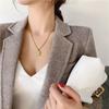 Retro Sunflower Oval Titanium Steel Necklace Clavicle Chain with 18K Gold Plating