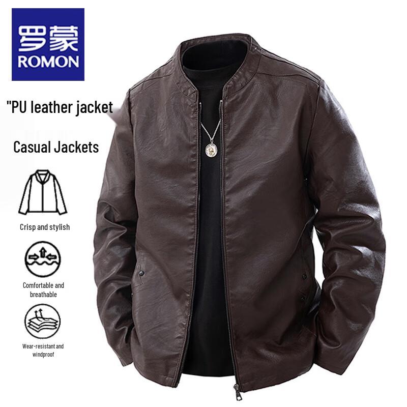 

ROMON Men s Business Casual PU Leather Jacket XL
