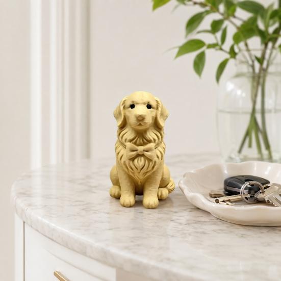 3D Printed Dog Figurine Mini Bow Tie Dog Collectible Statue Animal Shape Desktop