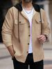 Men's Autumn/Winter Color Block Hooded Jacquard Sweatshirt with Buttons and Pockets