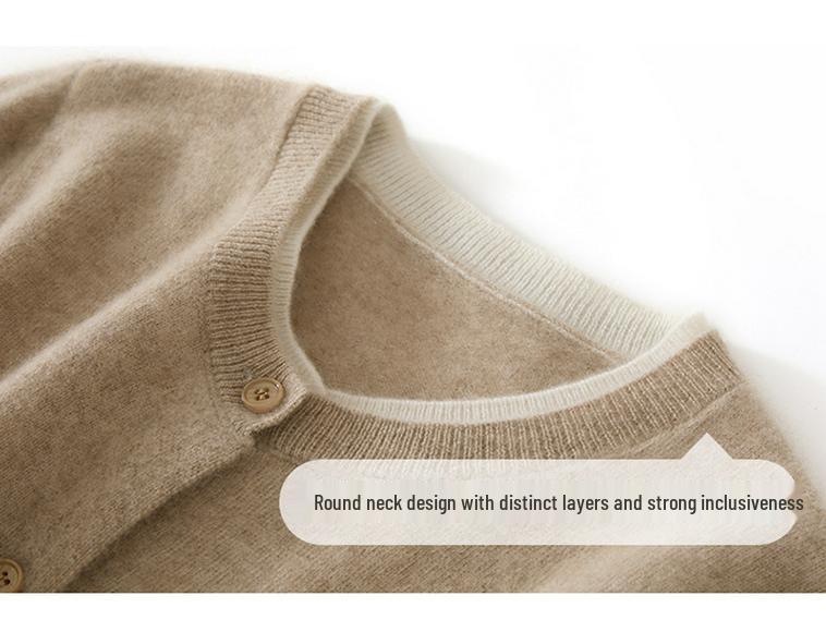 Autumn/Winter New Style Women's 100% Cashmere Knitted Two-Piece Look Cardigan Sweater