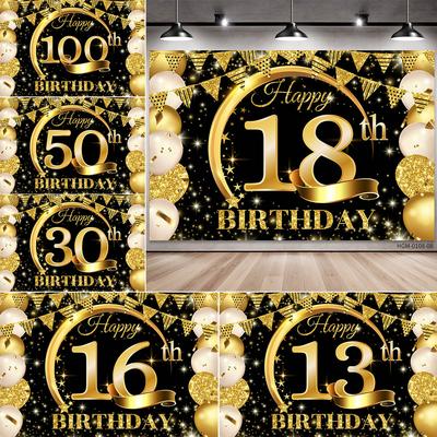 Buon 18° Compleanno Banner Sfondo Oro Per Uomo Donna Tenda Palloncini 40 Anni Anniversario Festa Sfondo Fotografico Decorazione