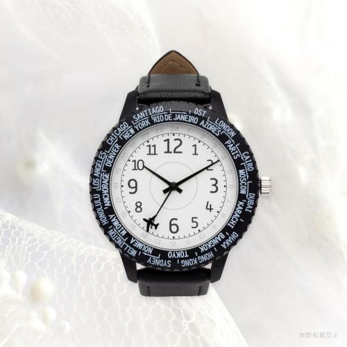 Fieldwork Women's Analog Watch with Leather Strap and Rotating Bezel, Black, Wald YM125-5