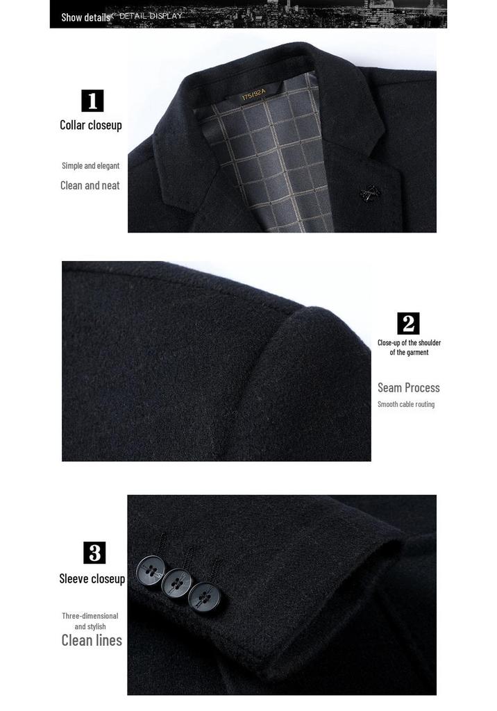 2026 Autumn/Winter Men's Double-Sided Cashmere Wool Suit - Middle-Aged Business Casual Coat