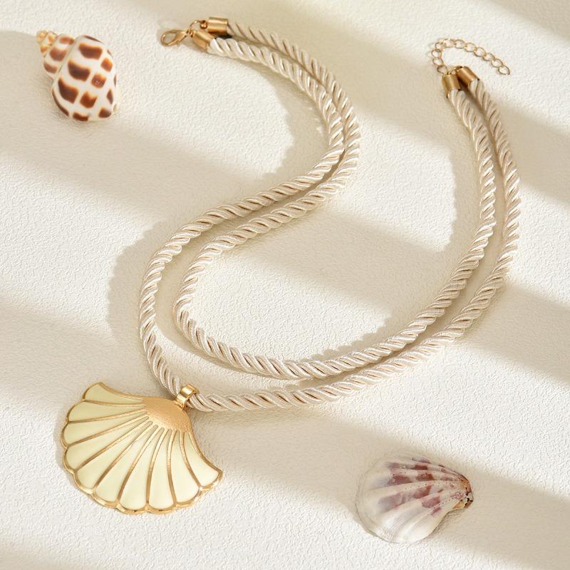 Seaside Shell Necklace Jewelry, Oil Drop Pendant, Niche Design Sense, Multi-layer Woven Rope Necklace Jewelry