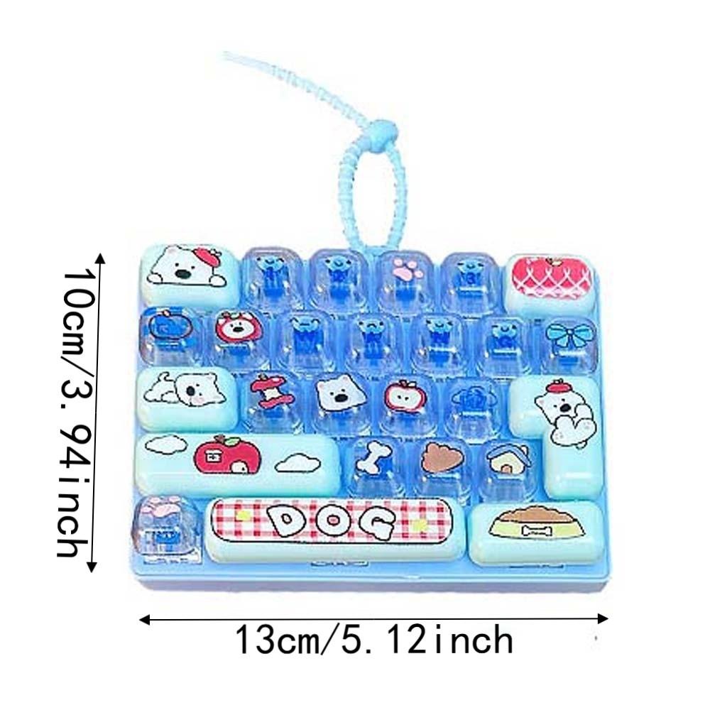 26 Keys Layout Mechanical Keycap Clicker Cute Cartoon Backpack Key Chain Pendant Students