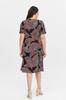 Women's Big Size Dress Floral Patterned Viscose Basic Short Sleeve Dress