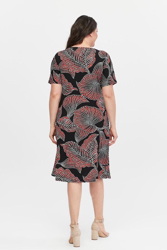 Women's Big Size Dress Floral Patterned Viscose Basic Short Sleeve Dress