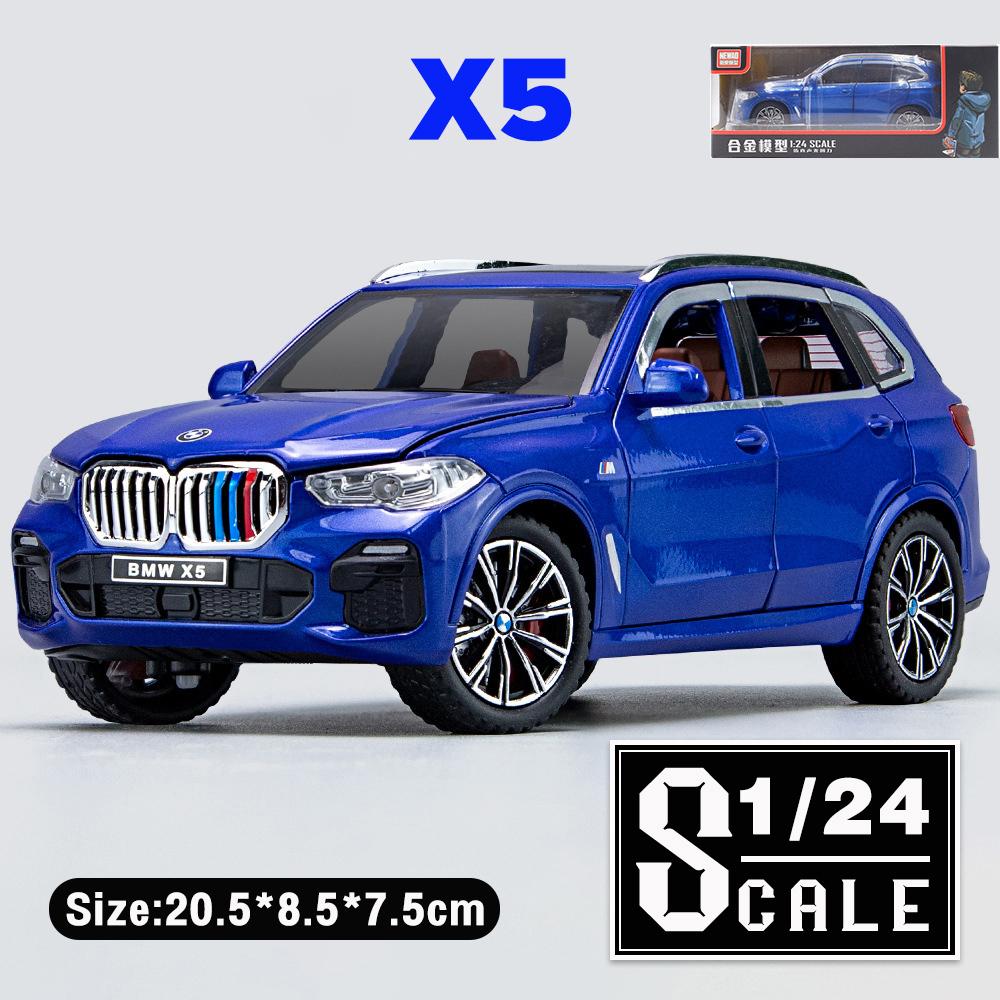 

1:24-масштабная модель автомобиля из сплава X5, с имитацией звука и света, откидными литьями под давлением и игрушечными машинами, внедорожником, автомобилем, коллекция для мальчиков, украшение в подарок 1/24-20.5x8.7x7.5cm синий