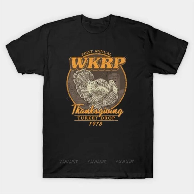 

Brand fashion tshirt Summer Tee shirt For Men WKRP Turkey Drop T Shirt unisex casual short sleeve funny print tee beach tshirts S