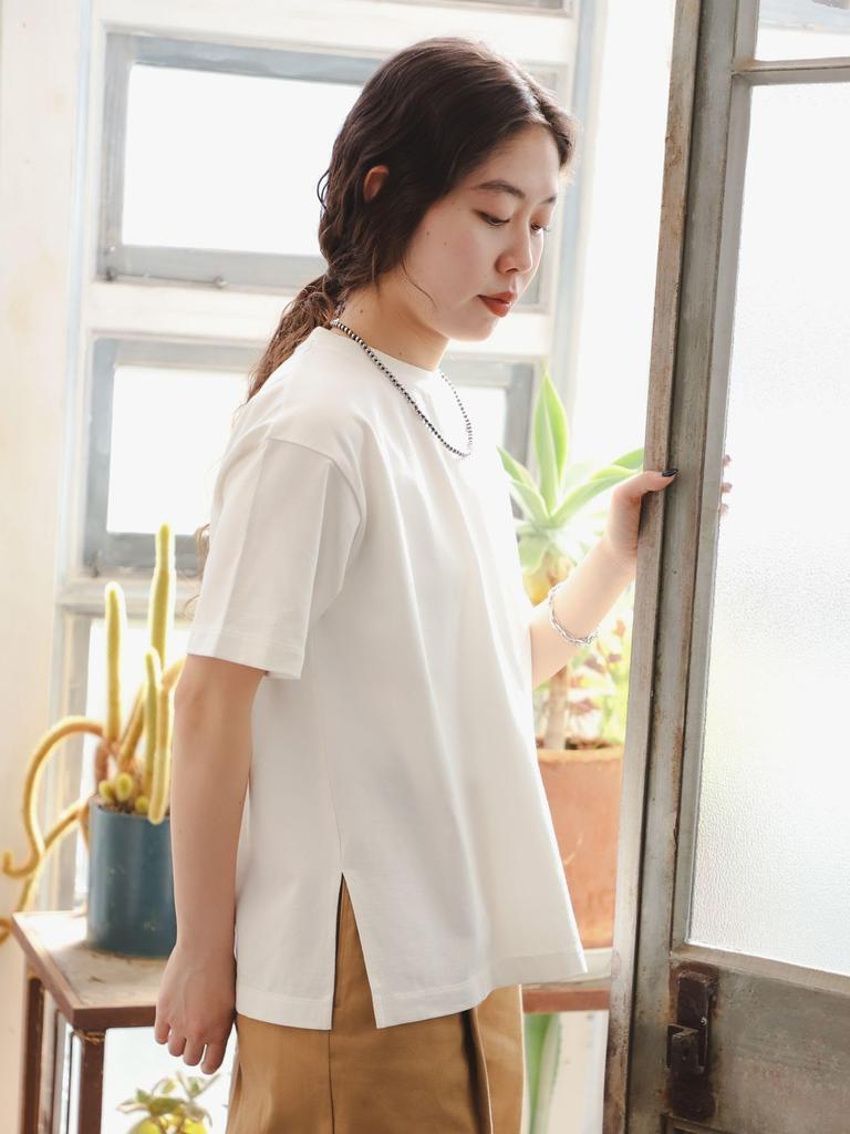 B:MING LIFE STORE by BEAMS S/S TEE SIMPLE YET Side Slit T-Shirt, Women's, OFF_WHITE, One Size