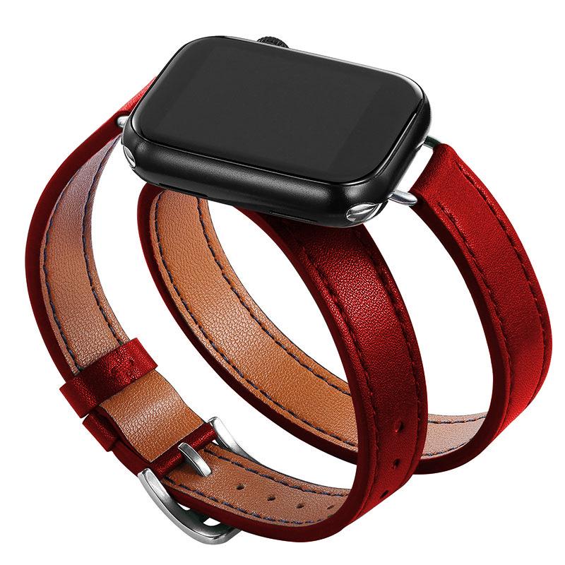 

Тонкий кожаный ремешок с двойным обертыванием для Apple Watch 9/8/7/6/4 41mm