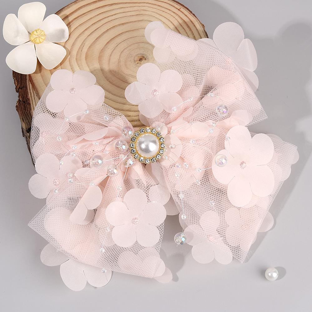 Clips de Păr Trendy cu Flori și Fundă, Agrafe Elegante din Plasă Degrade, Clame Florale Dulci Lucrate Manual pentru Femei și Fete, Accesorii pentru Păr