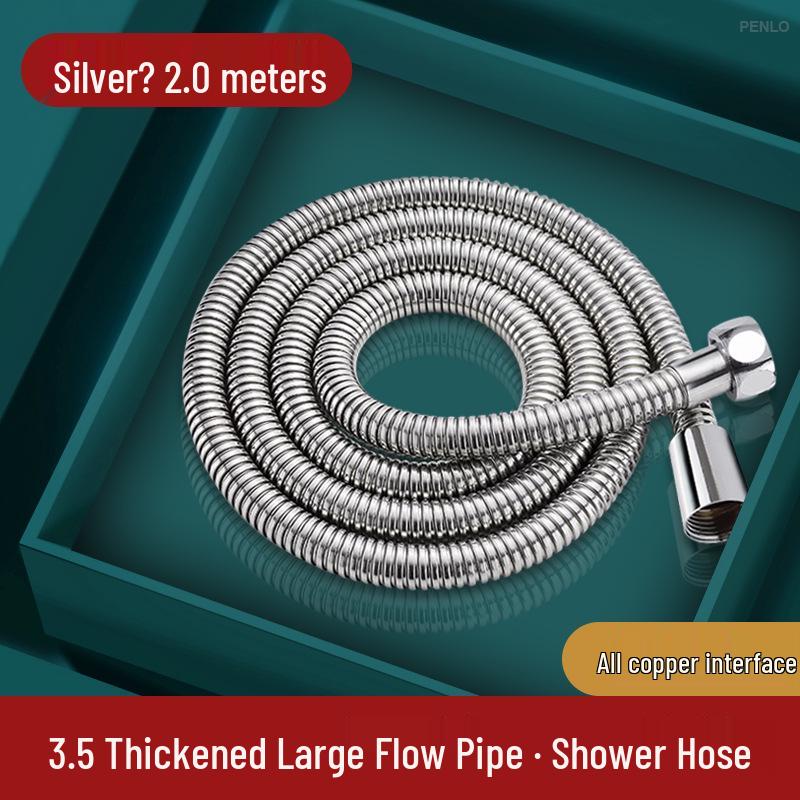 Universal Stainless Steel Shower Head with Soft Hose and Sprinkler Connector for Bathing.