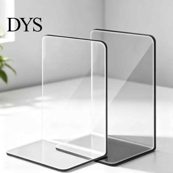 Decorative Book Organizer for Desk 1 Pc Clear Bookend Heavy Book, Acrylic Shelf Organizer, Vertical Workstations L Shaped Stopper Bedroom Library