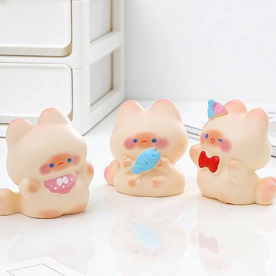 2 Pcs Miniature Cat Figurine Micro Resin Cat Statue Tiny Kitty Decoration for DIY Terrarium Crafts Cake Topper Fairy Garden Moss Landscape Decor
