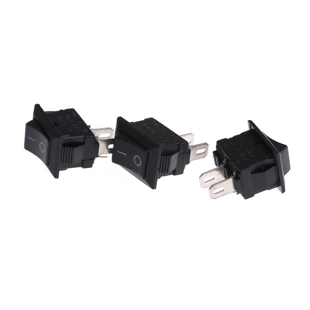 10Pcs 10*15Mm Small Black Rocker Switch Kcd1-11 250Vac/3A 6A 125V Ac 2P Switches