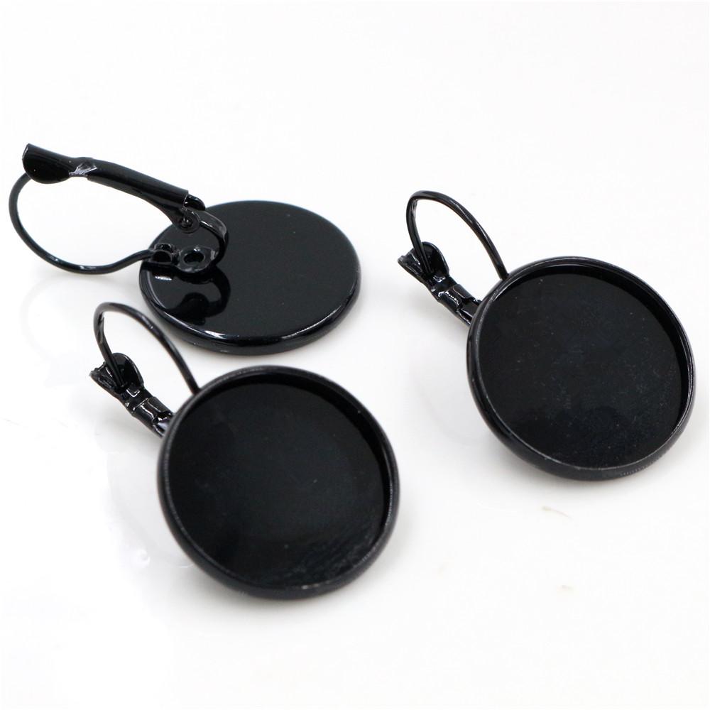 18mm 10pcs 9 Colors Plated French Lever Back Earrings Blank/Base,Fit 18mm Glass Cabochons,Buttons;Earring Bezels