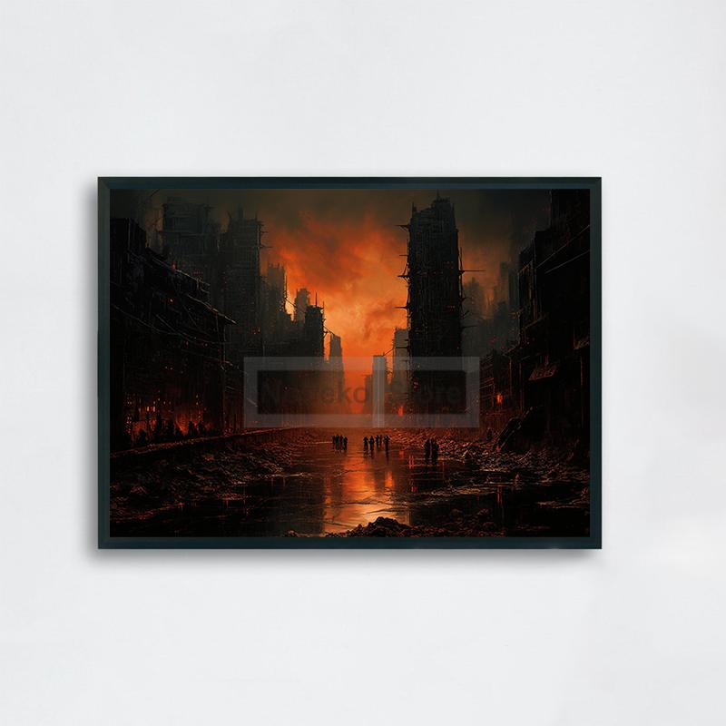 

Футуризм Киберпанк Стиль Городской Пейзаж Плакат Акварельные Печати Холст Картины Настенные Художественные Фотографии Домашняя Комната Современный Научно-фантастический Декор 21x30cm No Framed
