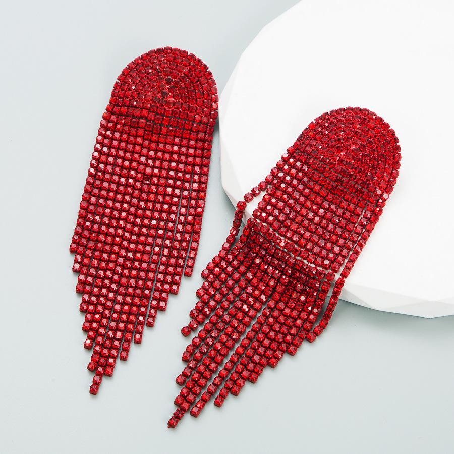 Boucles d'oreilles longues en alliage de titane et d'acier pour femmes, pendentif en acrylique coloré, chaîne à griffes en cristal, ornements géométriques