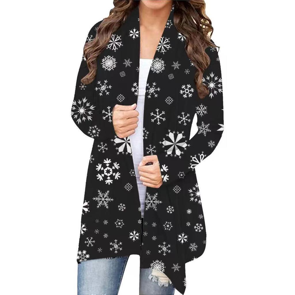 Women's Christmas Print Casual Long-Sleeve Cardigan - 2021 Autumn/Winter Collection
