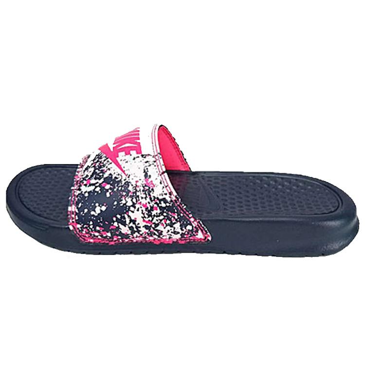 

Nike Benassi Jdi Print Splash Ink Minimalistic Unisex Black Pink Slippers Women s 618919-401 40.5
