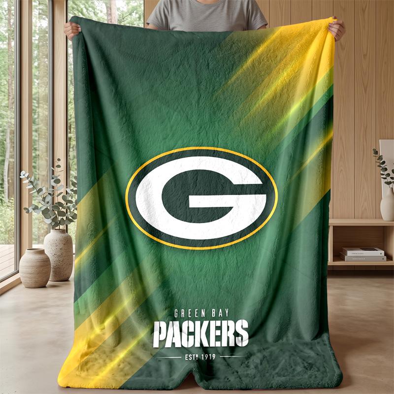 Green Bay Packers Flannel Fleece Blanket Cozy Warm Throw Blanket For Couch Bed Travel All Season Use