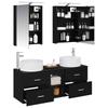 5 Piece Bathroom Furniture Set Black Oak Engineered Wood and Glass