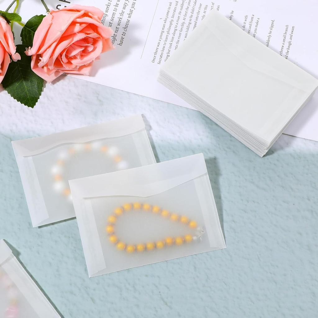 60 Pack 2.7x3.9 Inches Vellum Envelopes Glassine Envelopes Translucent Envelope Self Sealing Mini Envelope for Seeds Stamps Co Gifts