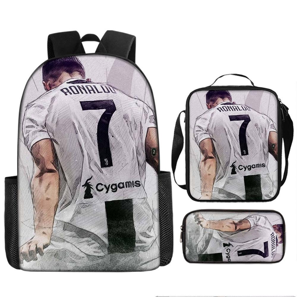 Zaino Stampa Stella del Calcio Tre Pezzi Zaino Scolastico per Bambini, Zaino per Studenti delle Scuole Primarie e Secondarie, Astuccio