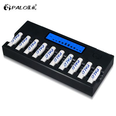 New PALO 10 Slots Fast Smart Intelligent Charger AA Battery Charger for 1.2V AA NiMH NiCD Rechargeable Battery