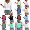 2026 Spring/Summer New European and American Style V-Neck Jacquard Hollow-Out Ruched Three-Quarter Sleeve T-Shirt Fashion Casual Top