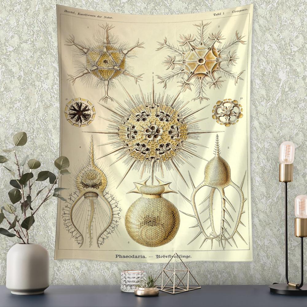 Boho Style Psychedelic Witchcraft Art Mystic Home Decor Undersea Insect Identification Map Tapestry Wall Hanging