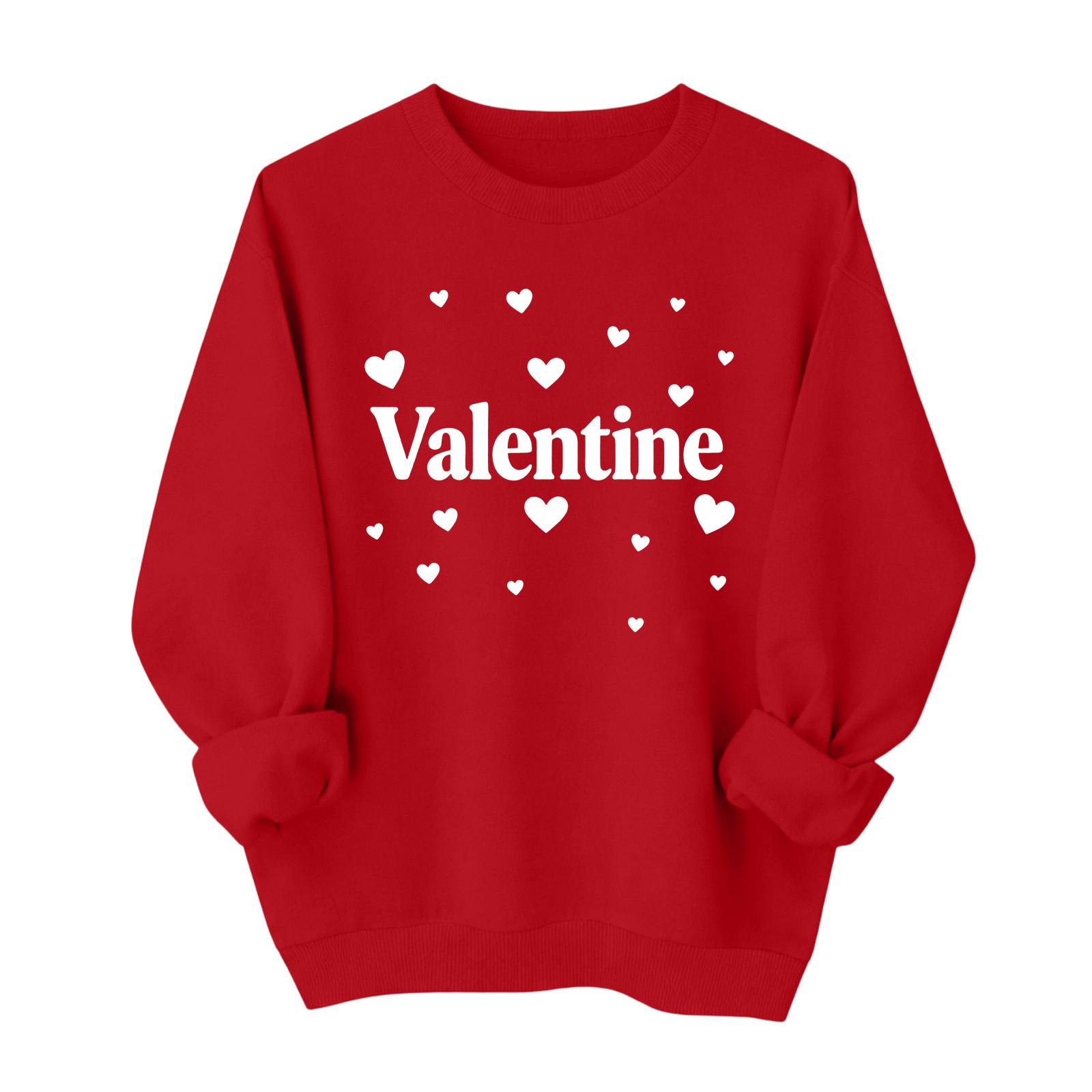 Свитшоты на День святого Валентина для женщин пуловер с графикой сердца любви с круглым вырезом с длинными рукавами свитшот на День святого Валентина XL 1690₽