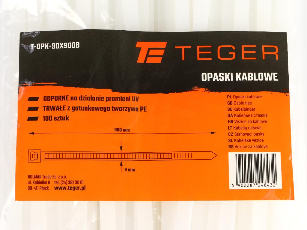 Cable Ties, Cable Tie, Clamping Ties, Zip Ties, Zip Ties, 9.0 X 900Mm 100 Pcs In A Bag Transparent UV Resistant, Teger