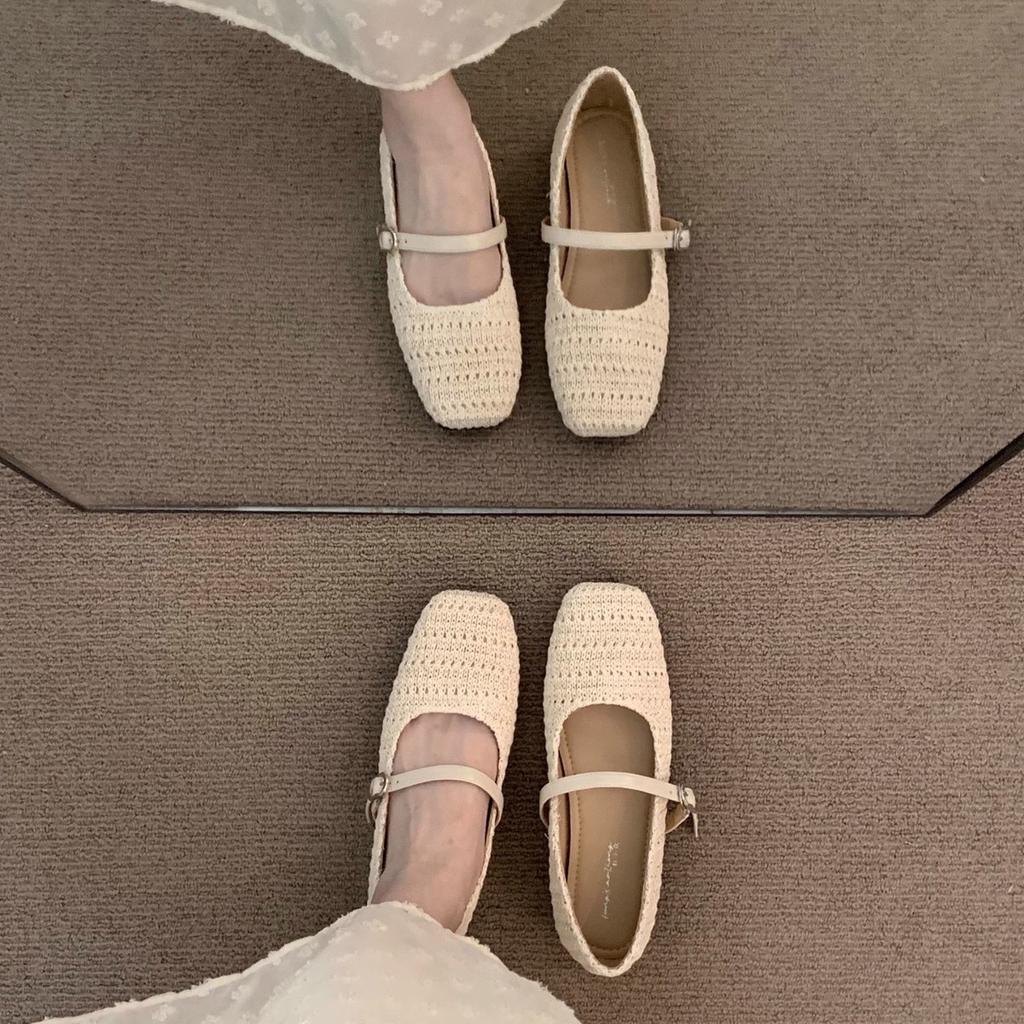Late Evening Wind Niche Woven Brown Single Shoes Fairy Shoes 2025 New Summer Mary Jane with Skirt Birkenstocks