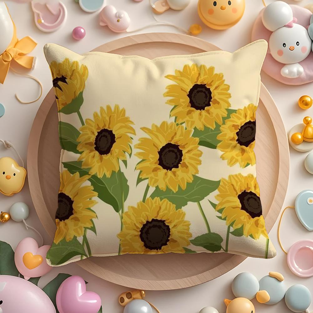 Yellow Printed Pillow Case Soft Plush Fabric Double-Sided Printed Cushion Cover Warm Winter Sofa Pillow Case