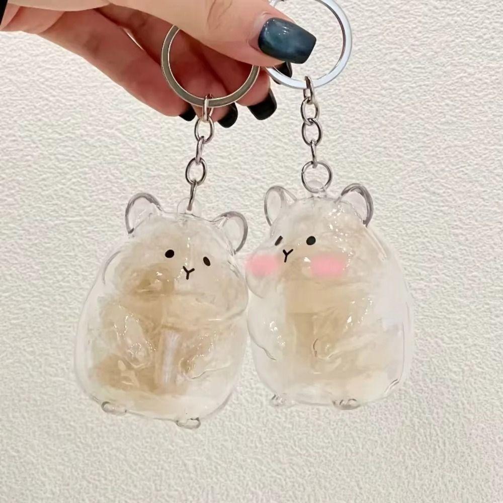 Organizer Pendant Hamster Fur Storage Keychain Pet Shaped Pet Hair Memorial Keyring  Jewelry Gift
