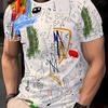 Camiseta de Moda para Hombre con Estampado 3D Cuello Redondo Manga Corta Estilo Urbano de Moda