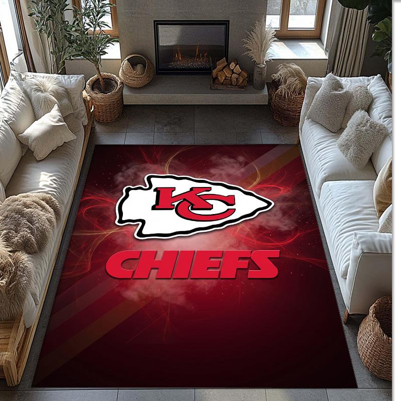 Tappeto in Velluto di Cristallo Kansas City Chiefs Morbido Anti?Tappetino Antiscivolo Comodo per Casa Soggiorno Camera da Letto Tappeto Decorativo