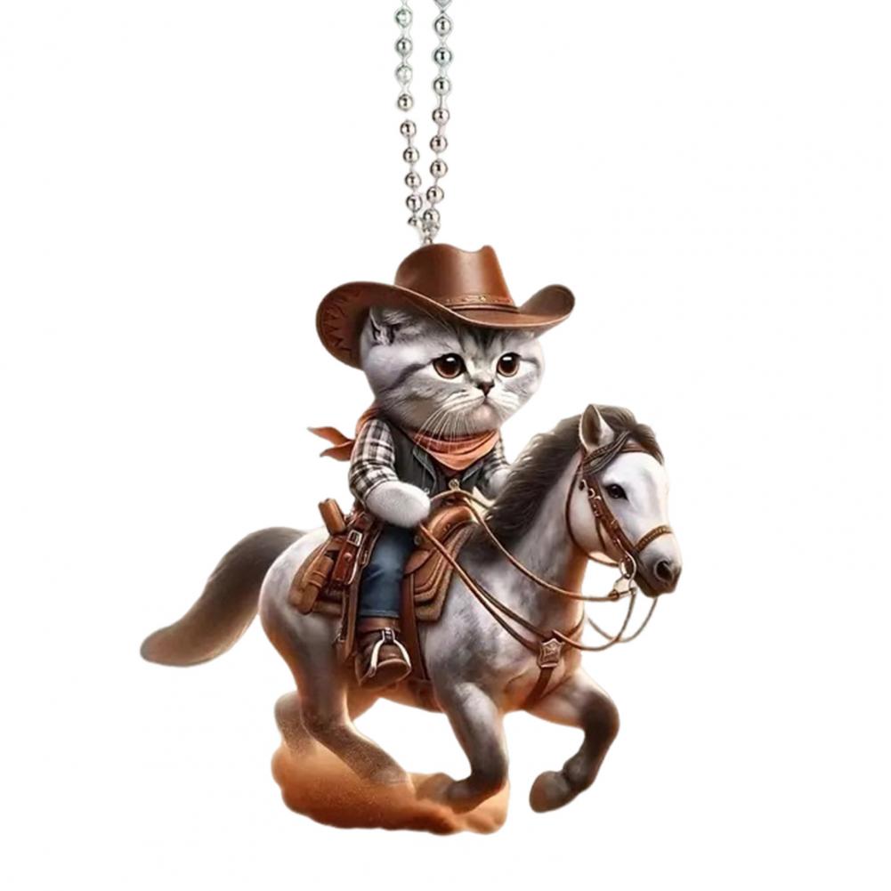 Cat Theme Ornament Cute Acrylic Cat Car Hanging Decoration for Home Office Cartoon Kitten Ornament Pendant for Auto Rearview