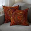 Vikama Red Dreamy Golden Mandala Bohemian Style Pillowcase, Modern Style Bedroom And Living Room Home Decoration