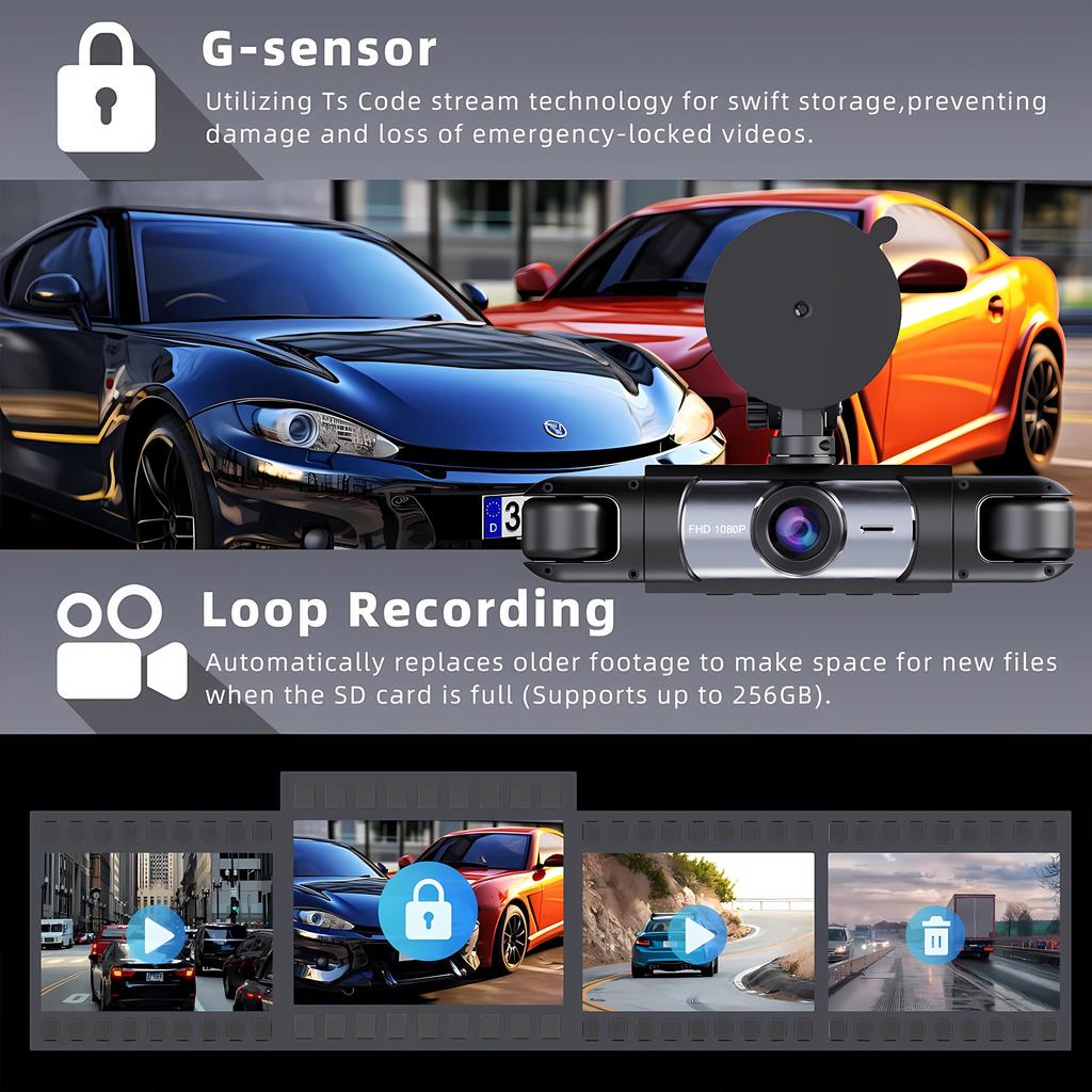4 Channel 360°Rotate Dash Cam Wifi APP 1920* 1080P HD Car Camera Night Vision Parking Monitor G-Sensor Dashcam Black Box