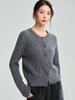 26 Spring New Knitted Thick Stick Needle Loose Fashion Sweater Women's Lazy Wind Cardigan Twisted Flower Short Top 22162